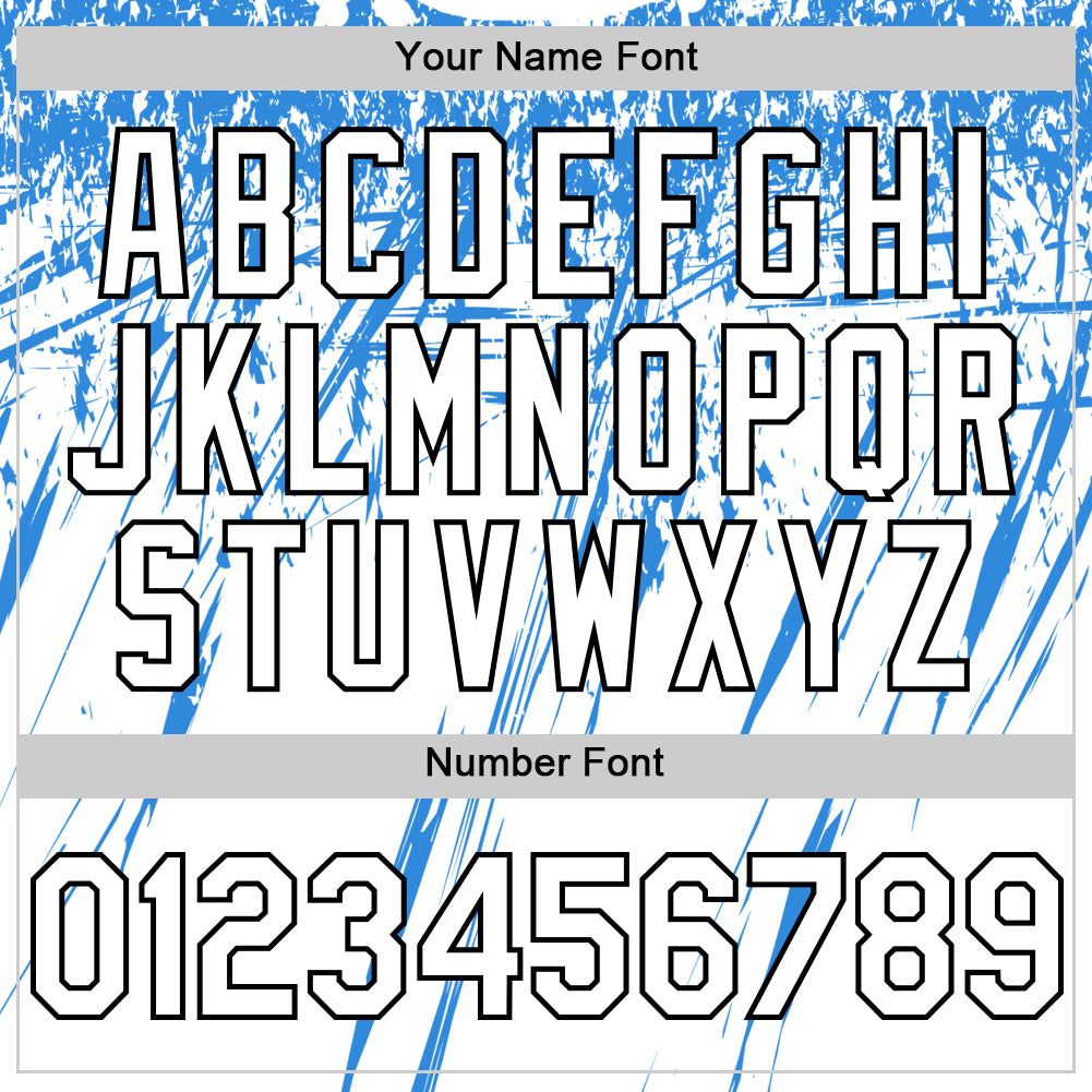 Custom White Black-Powder Blue Splatter Brush Stroke Star Raglan Sleeves Authentic Baseball Jersey