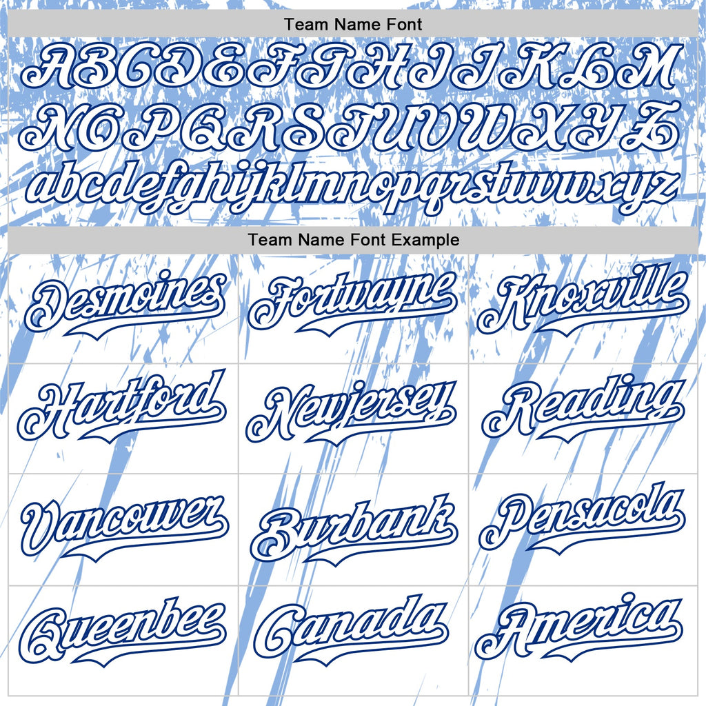Custom White Royal-Light Blue Splatter Brush Stroke Star Raglan Sleeves Authentic Baseball Jersey