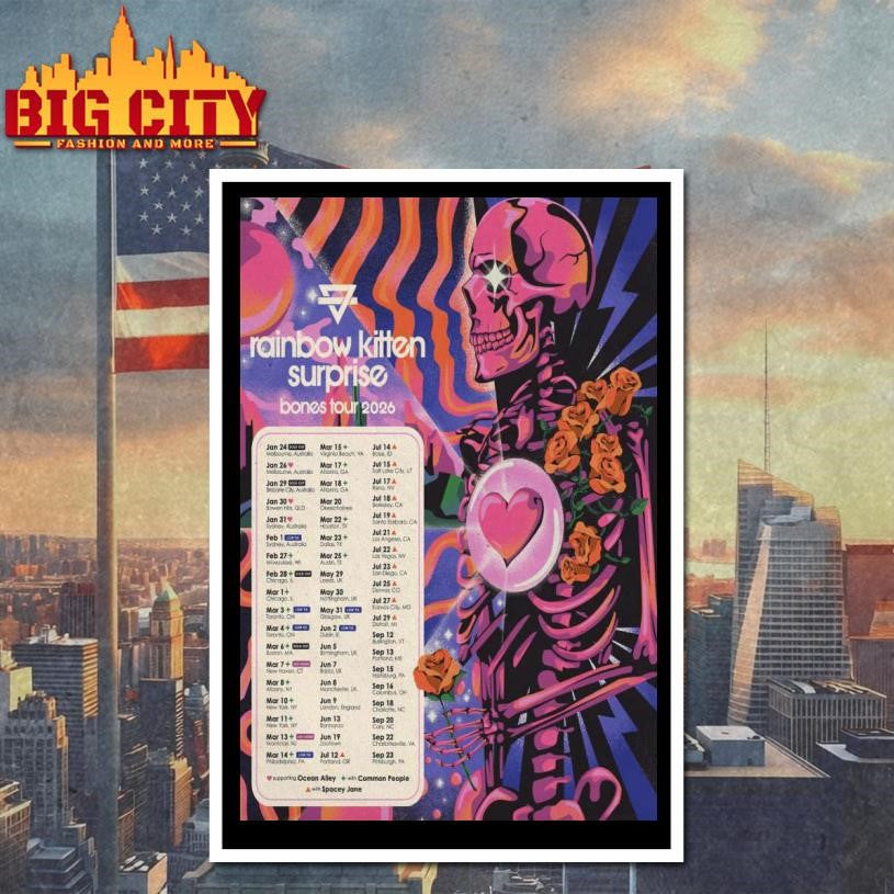 Rainbow Kitten Surprise Tour Bones 2026 Poster Shirt