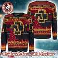 Rammstein Big Logo Santa Hat En Baum Brennt Flames Ugly Christmas Sweater
