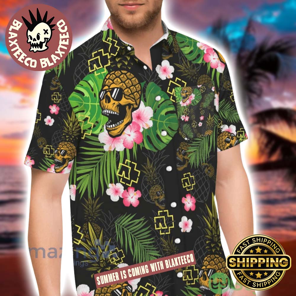 Rammstein Pineapple With Logo Pattern Summer 2025 Hawaiian Shirt For Men And Women