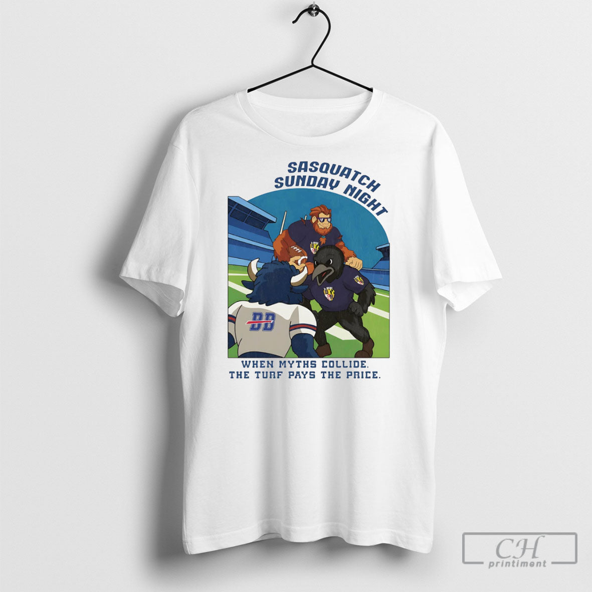 Ravens Sasquatch Sunday Night When Myths Collide The Turf Pays The Price Shirt Tee