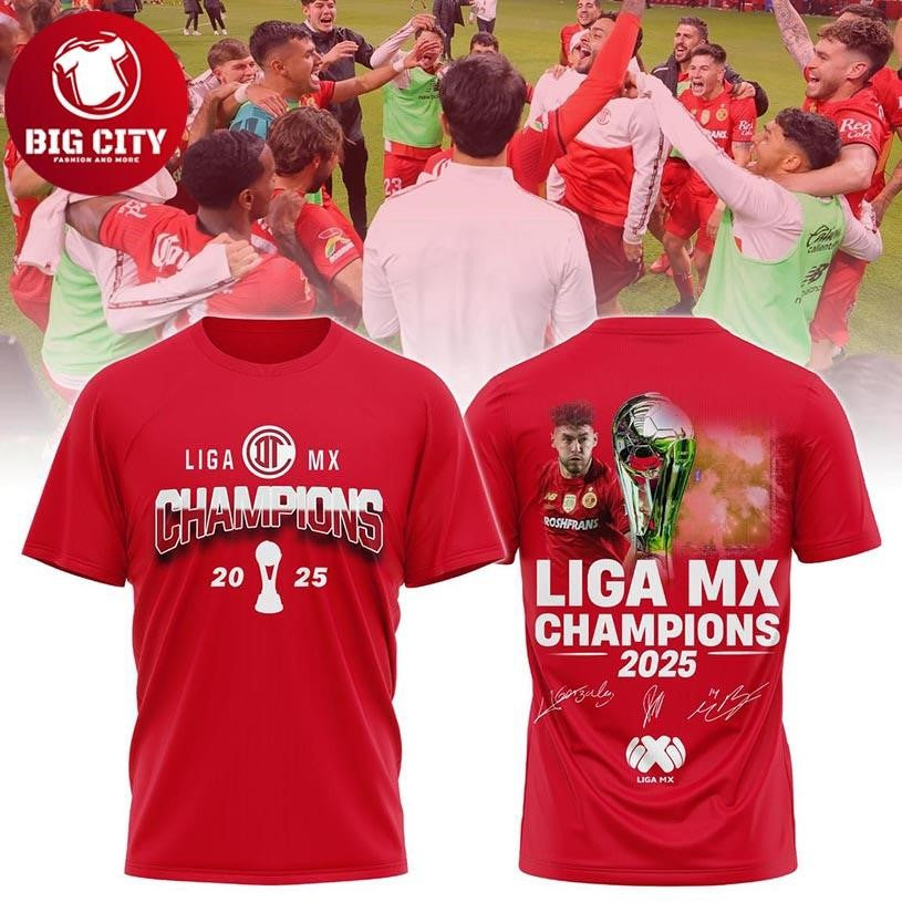 Red Deportivo Toluca Champions Liga MX 2025 Two Sided Shirt
