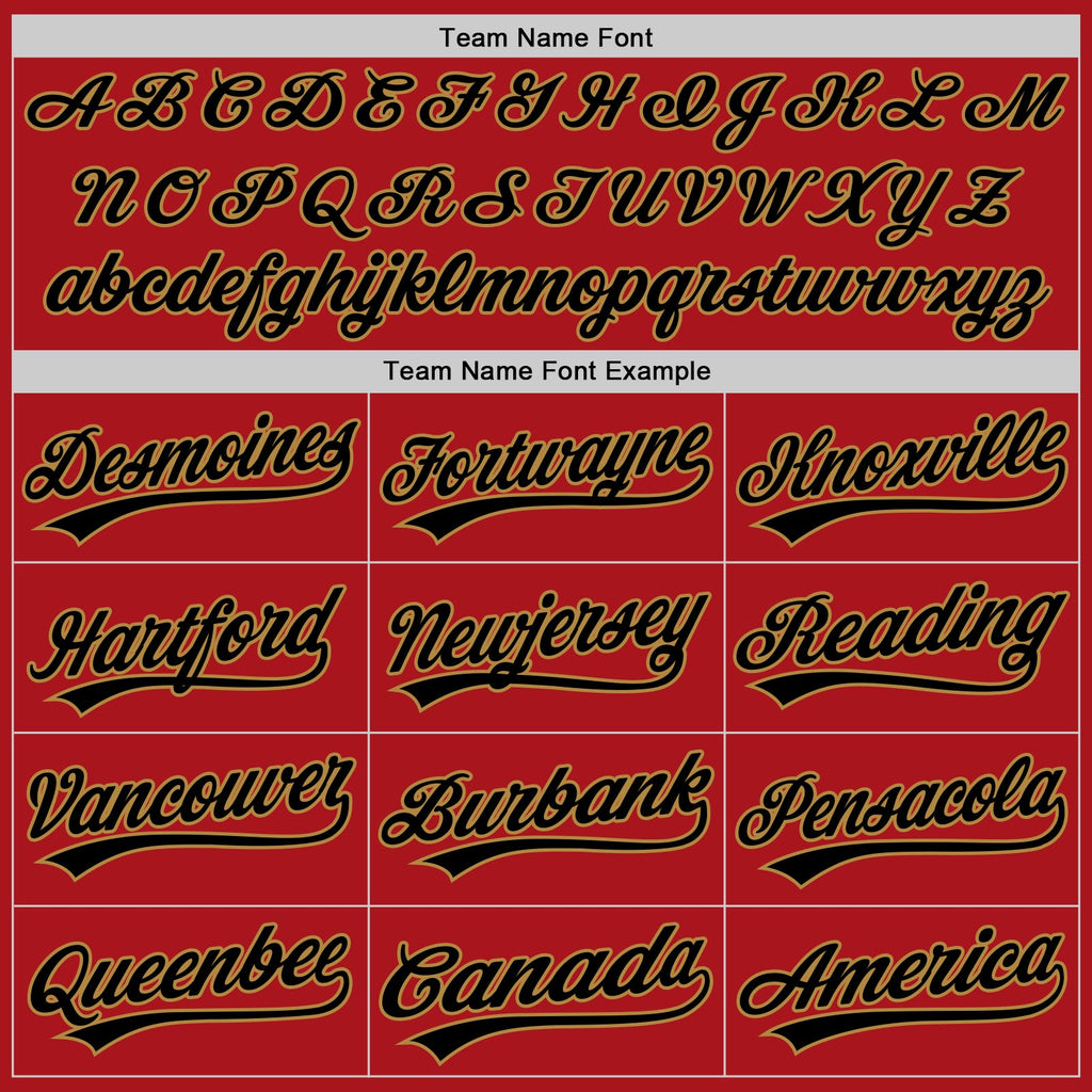 Custom Red Black-Old Gold Authentic Baseball Jersey
