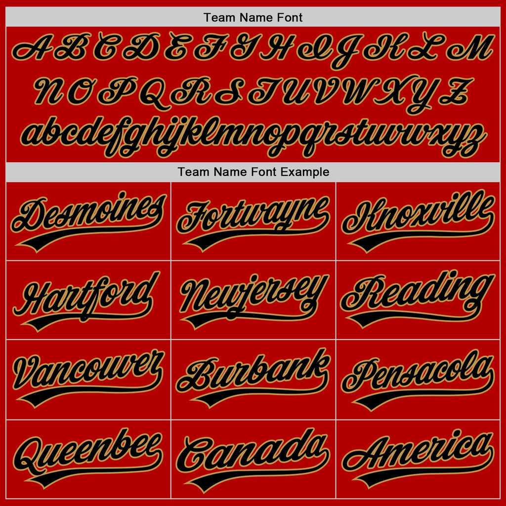 Custom Red Black-Old Gold Authentic Throwback Baseball Jersey