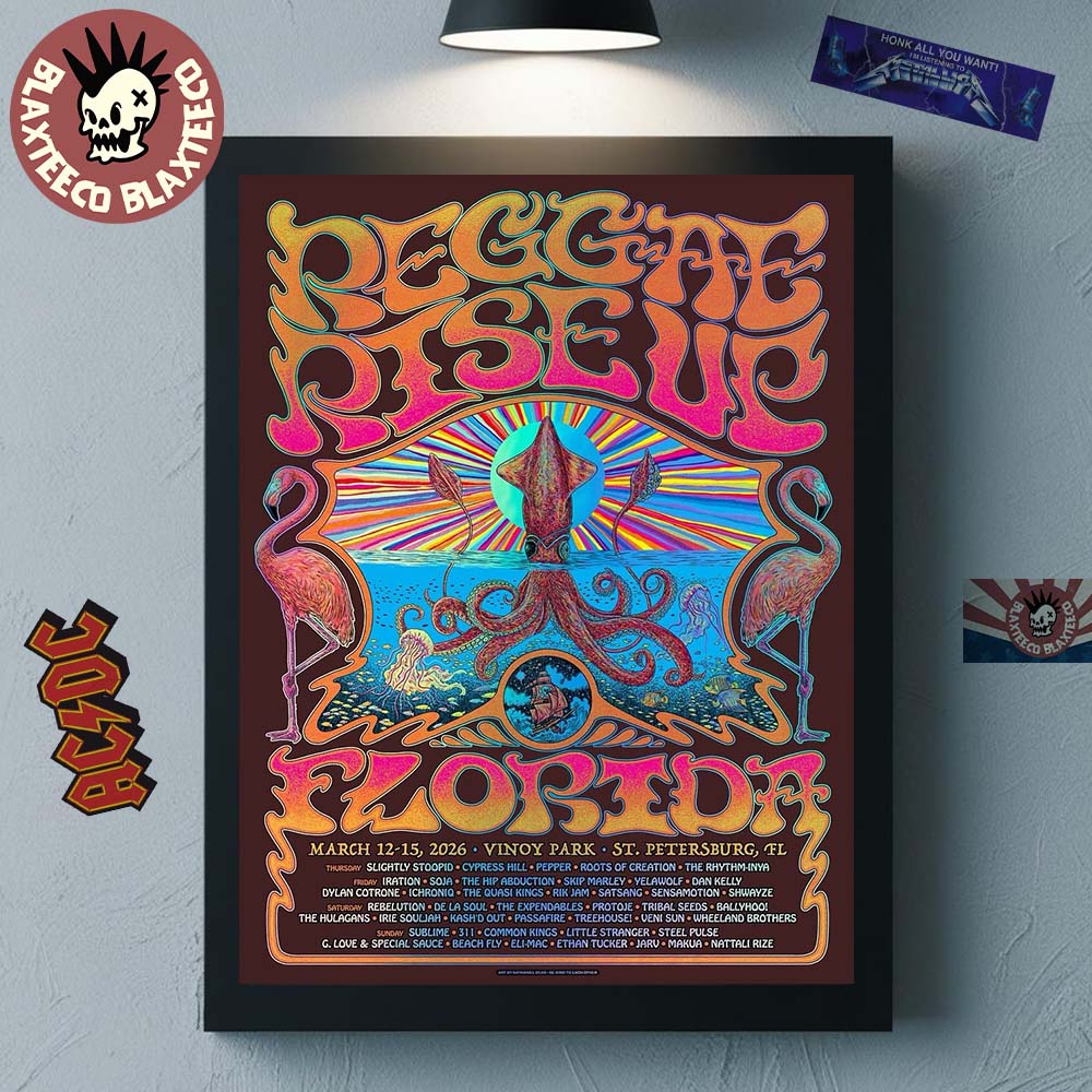 Reggae Rise Up Florida Festival 2026 Official Venue Poster At Vinoy Park In St Petersburg Florida On March 12-25 2026 Poster Canvas
