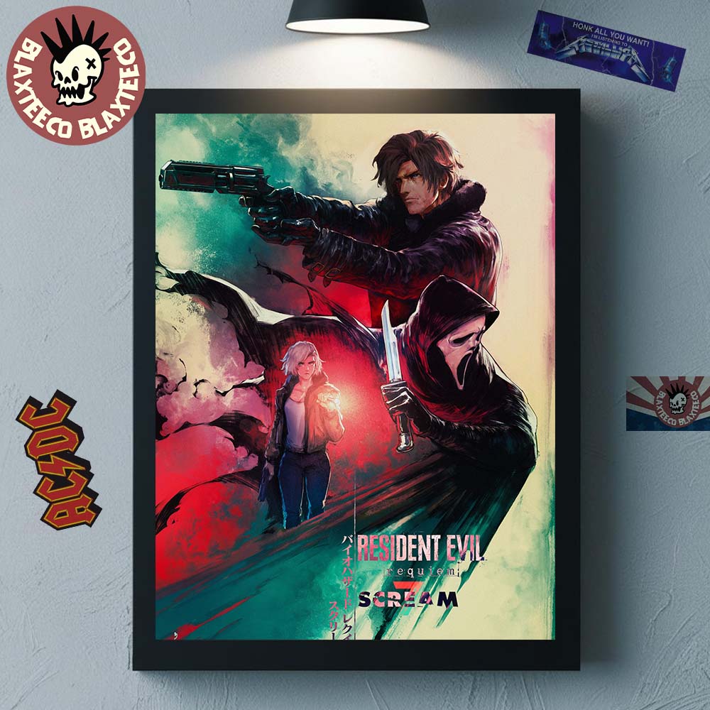Resident Evil Requiem x SCREAM 7 Collab Poster Canvas For Home Decor