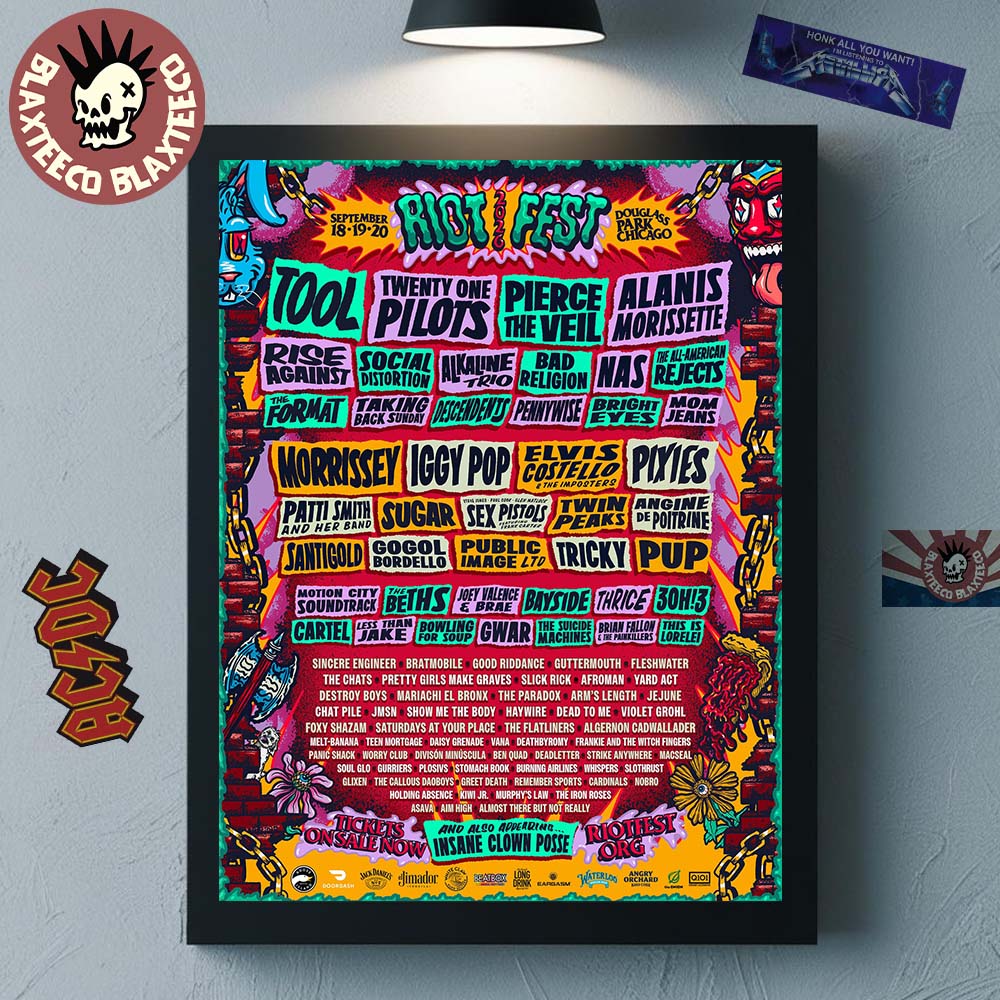 Riot Fest 2026 Full Lineup At Douglass Park Chicago On September 18 19 20 2026 Home Decor Poster Canvas