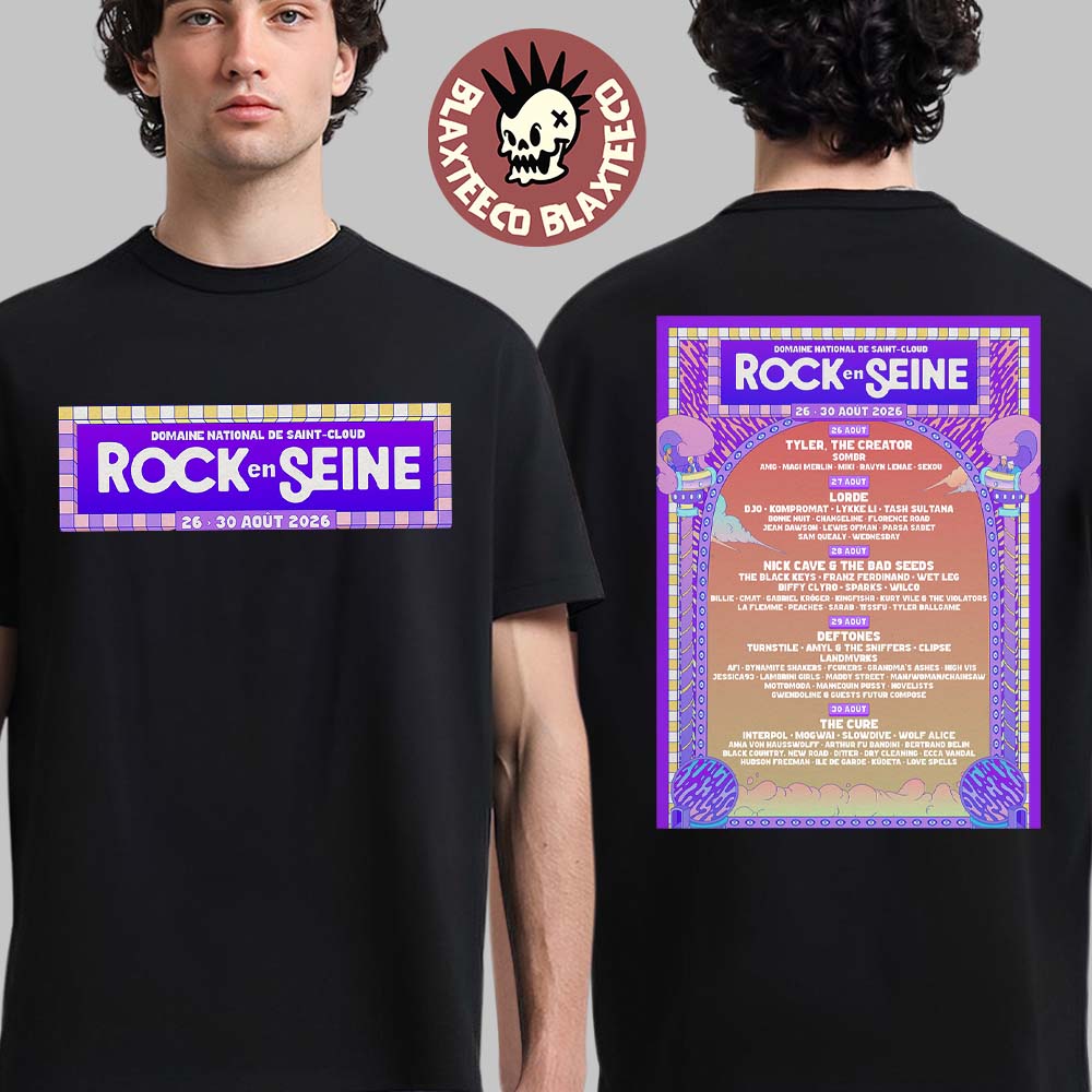 Rock En Seine 2026 Festival Lineup At Domaine National De Saint Cloud From 26 To 39 August 2026 Two Sided T-Shirt