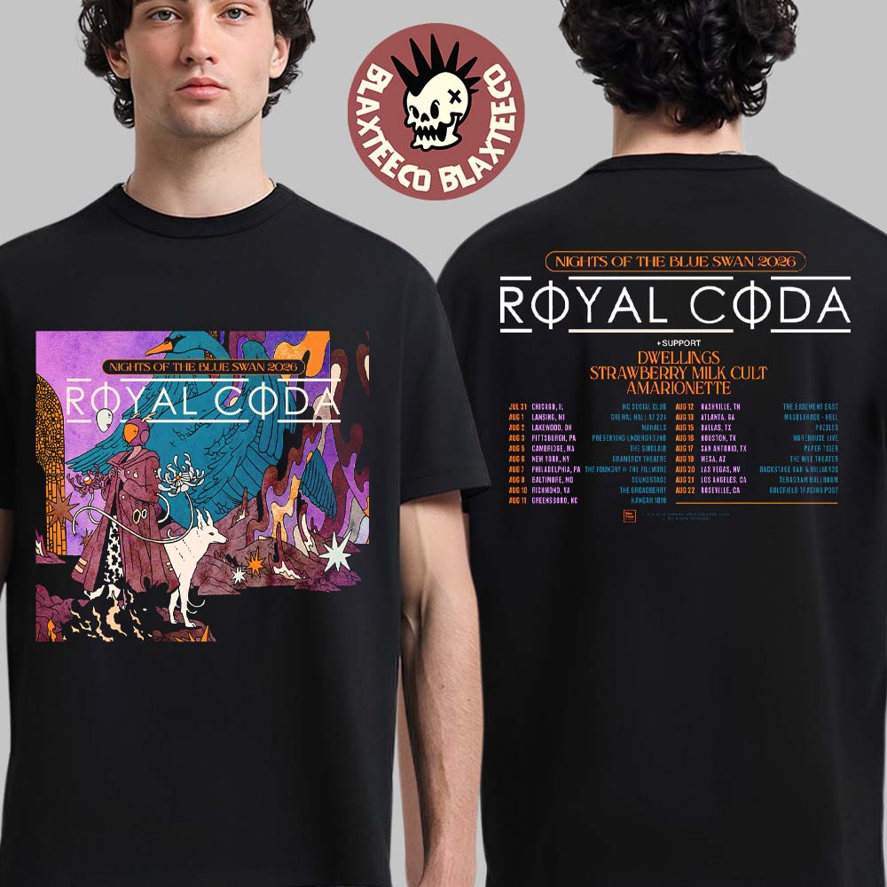 Royal Coda Nights Of The Blue Swan 2026 Tour North America Schedule Dates Two Sided T-Shirt