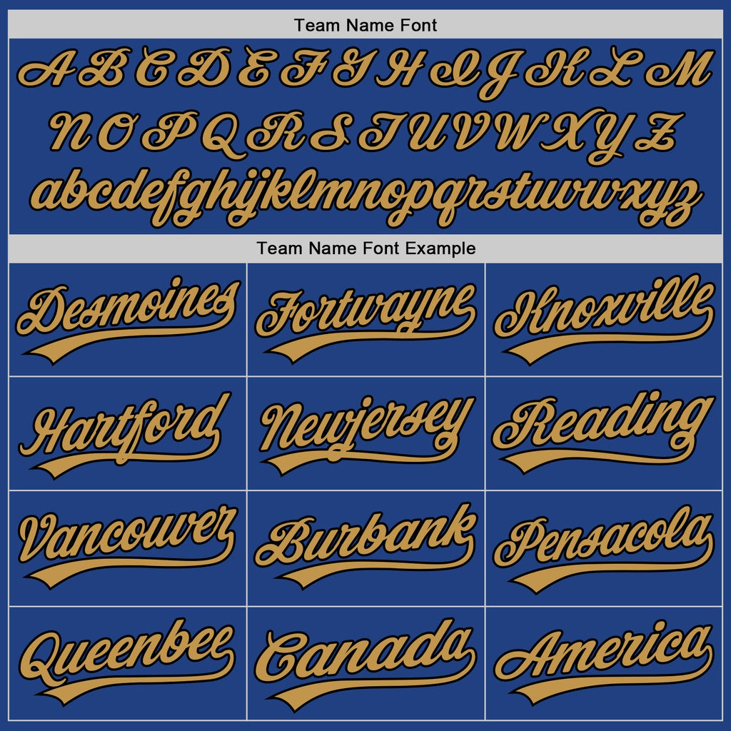 Custom Royal Old Gold-Black Authentic Throwback Baseball Jersey