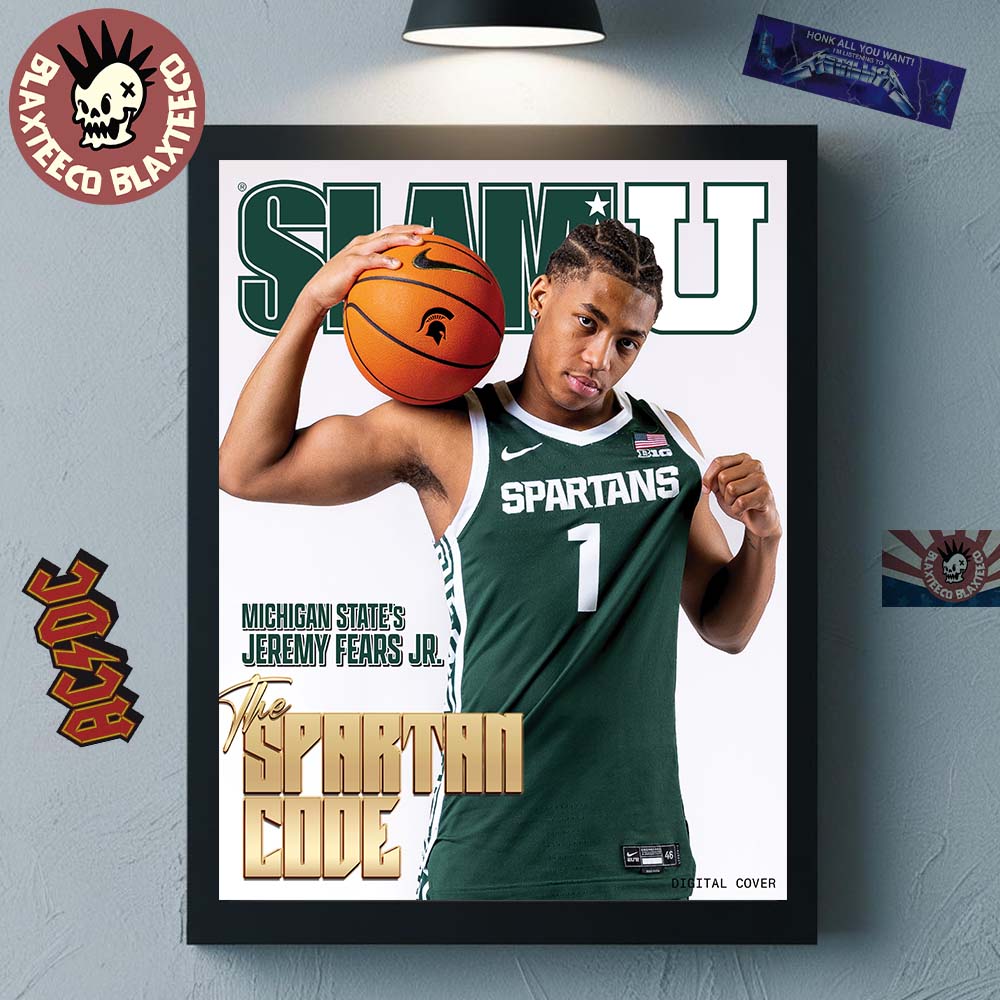SLAMU Michigan State Spartans Jeremy Fears Jr The Spartan Code Magazine Cover Home Decor Poster Canvas