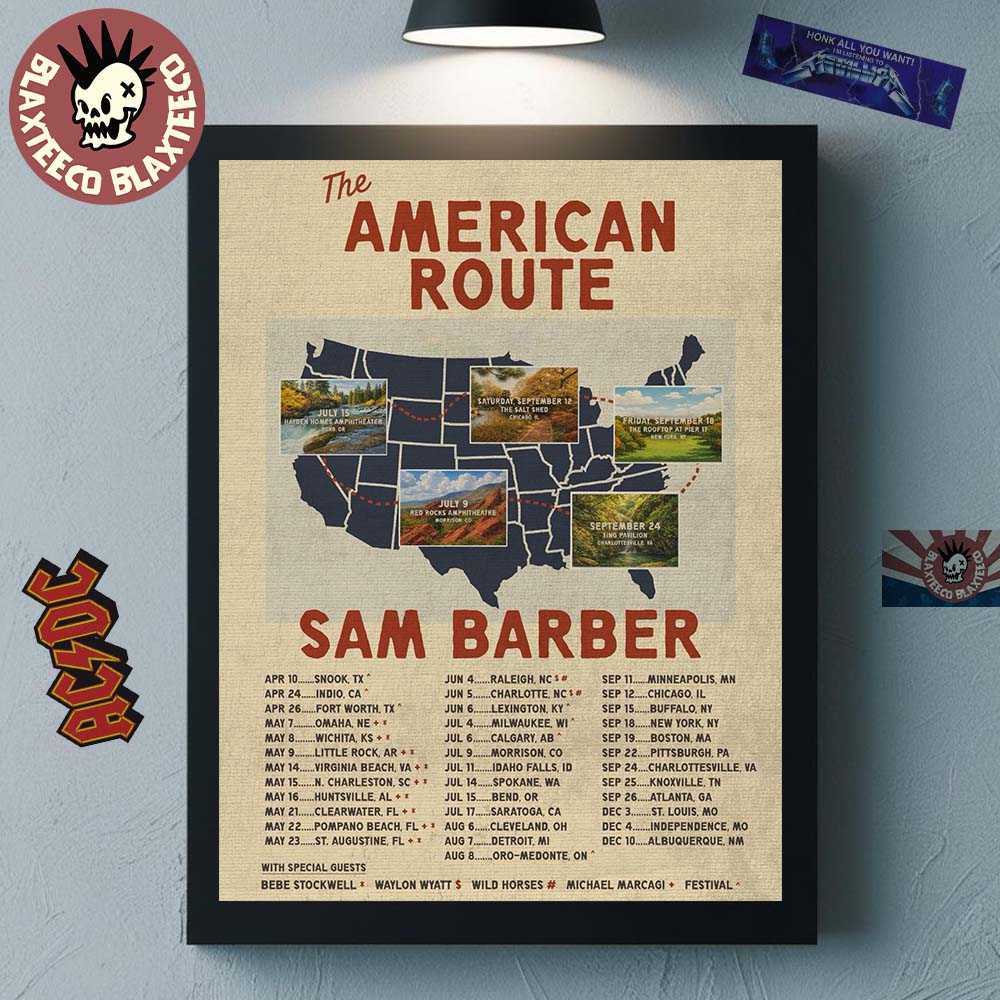 Sam Barber The American Route 2026 Tour Schedule Dates Home Decor Poster Canvas