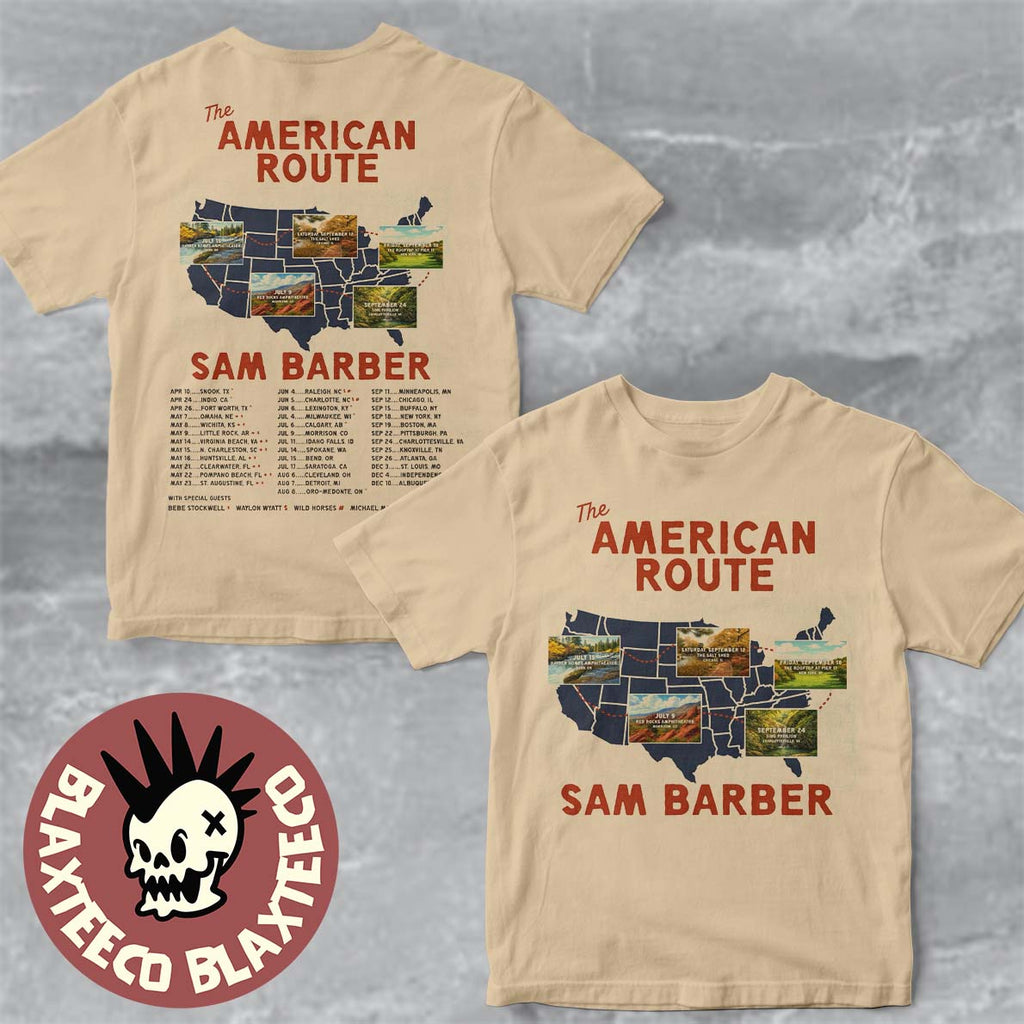 Sam Barber The American Route 2026 Tour Schedule Dates Two Sided T-Shirt