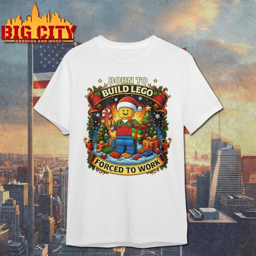 Santa Lego Born To Build Lego Forced To Work Christmas Shirt
