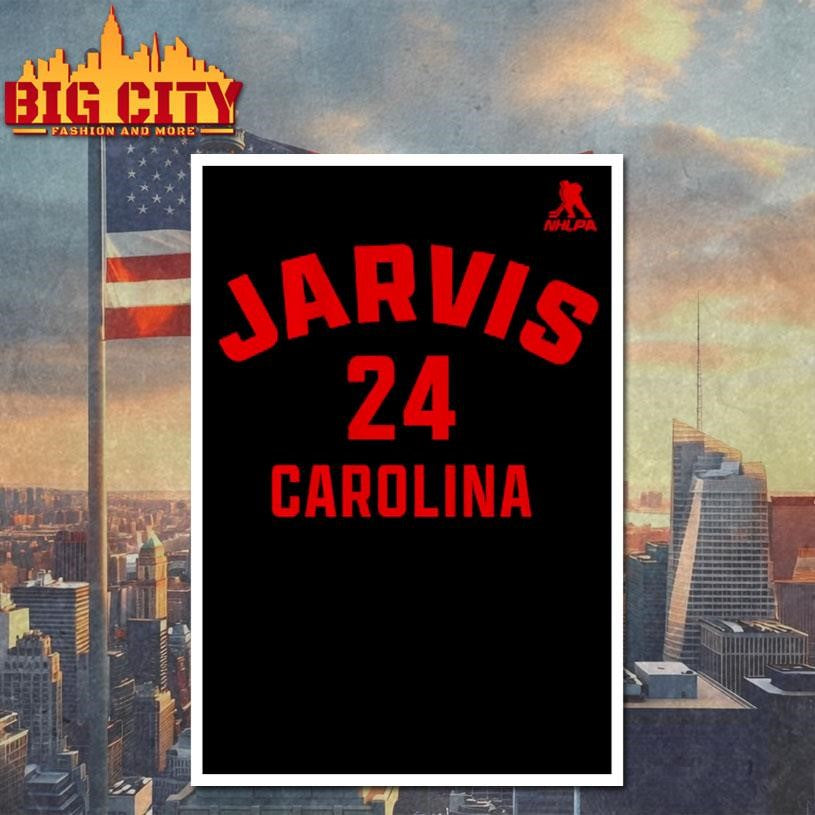 Seth Jarvis #24 Carolina Name &amp; Number Shirt