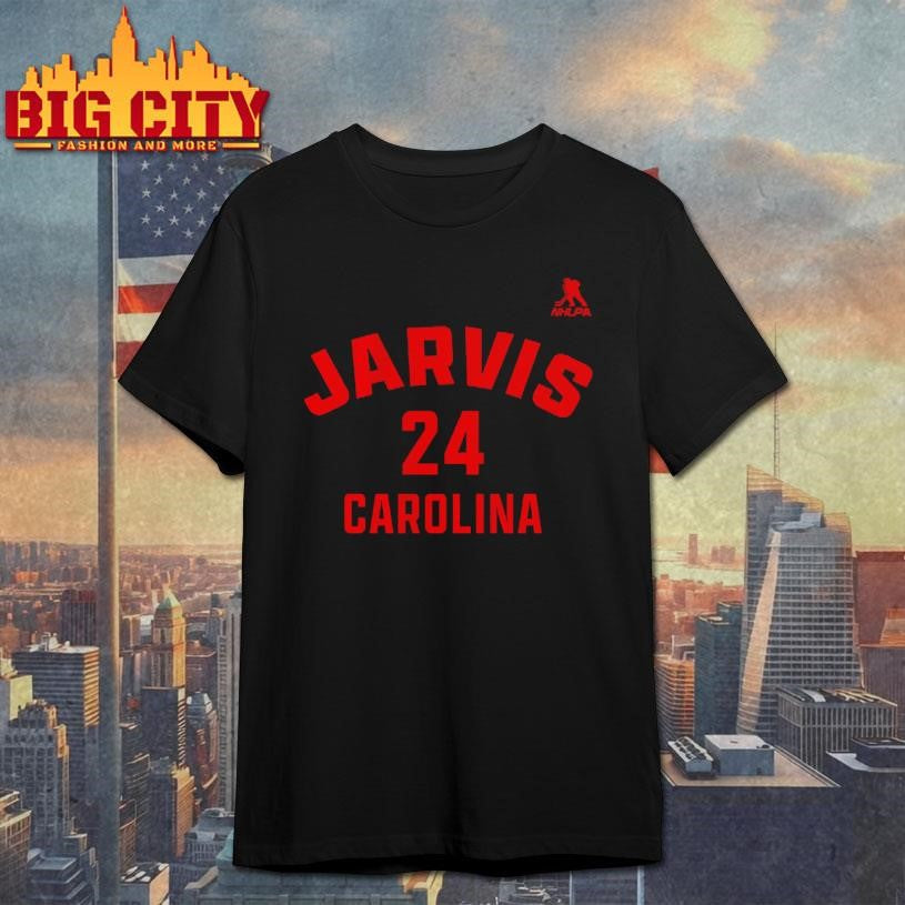 Seth Jarvis #24 Carolina Name &amp; Number Shirt