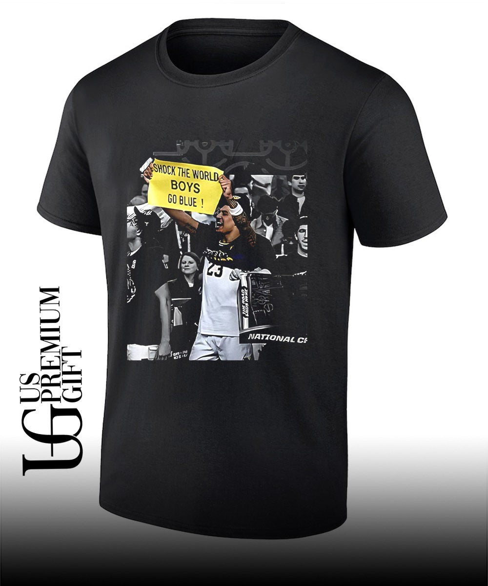 Shock the world boys go blue Michigan Wolverines T-shirt