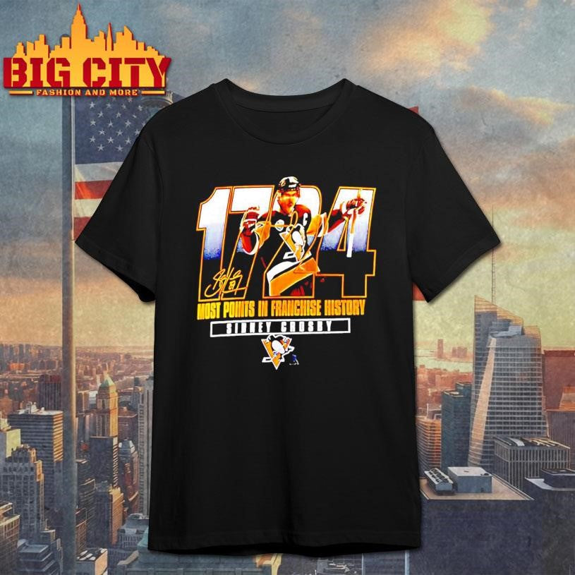 Sidney Crosby Pittsburgh Penguins Most Points in Franchise History Signature Shirt