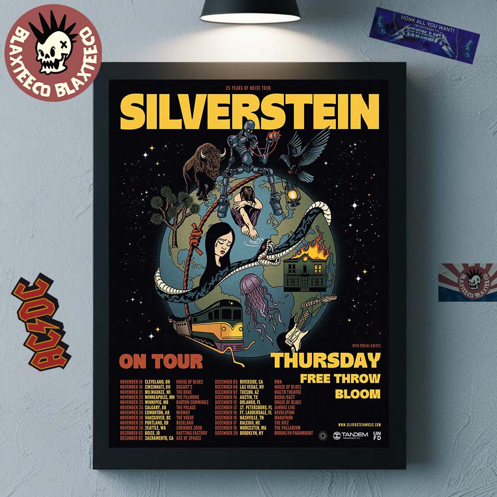 Silverstein 25 Years Of Noise Tour North American 2025 The Last Change City Dates Home Decor Poster Canvas