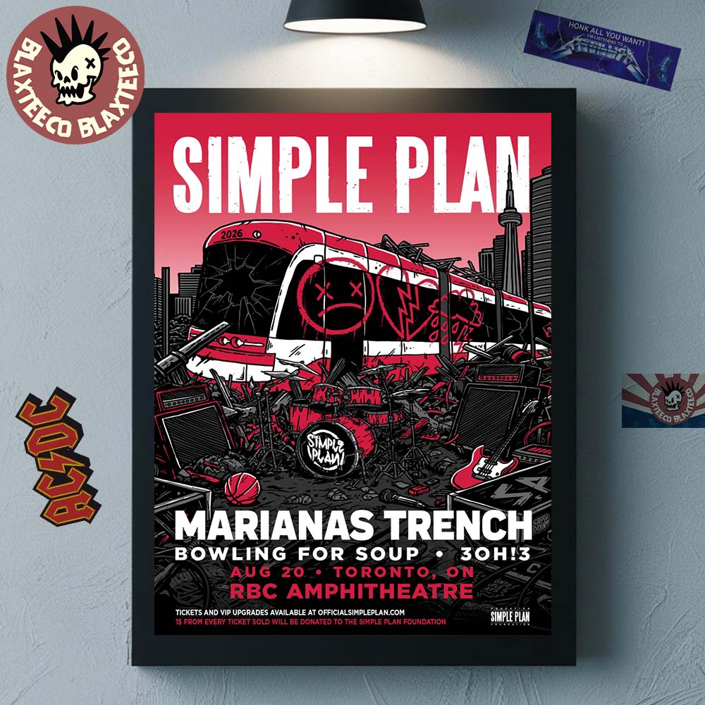 Simple Plan Toronto Ontario 2026 Event Poster At RBC Amphitheatre On August 20 2026 Home Decor Poster Canvas