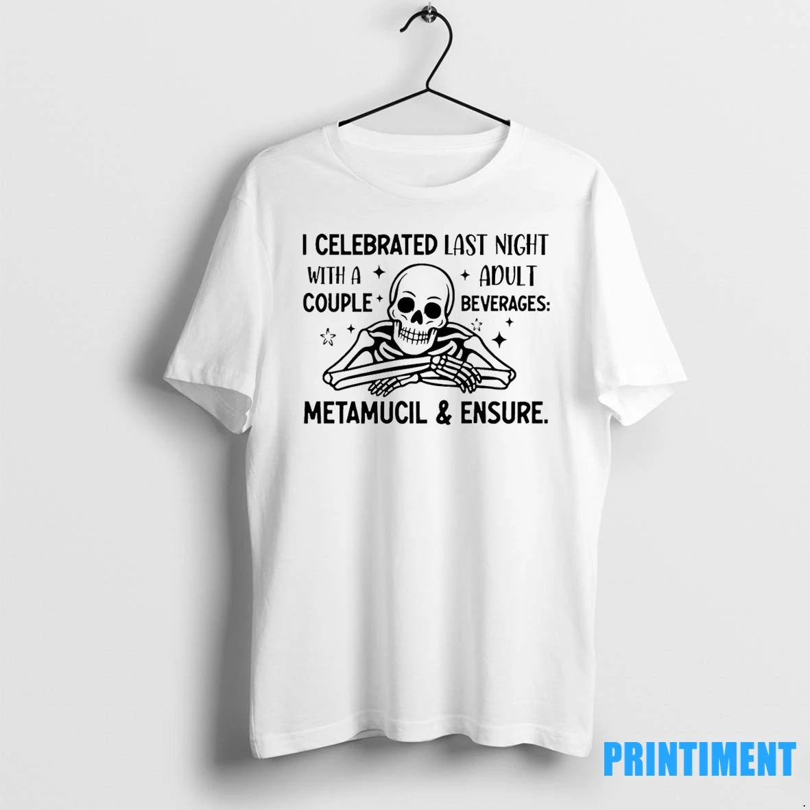Skeleton I Celebrated Last Night With A Couple Adult Beverages Tshirts Sweater