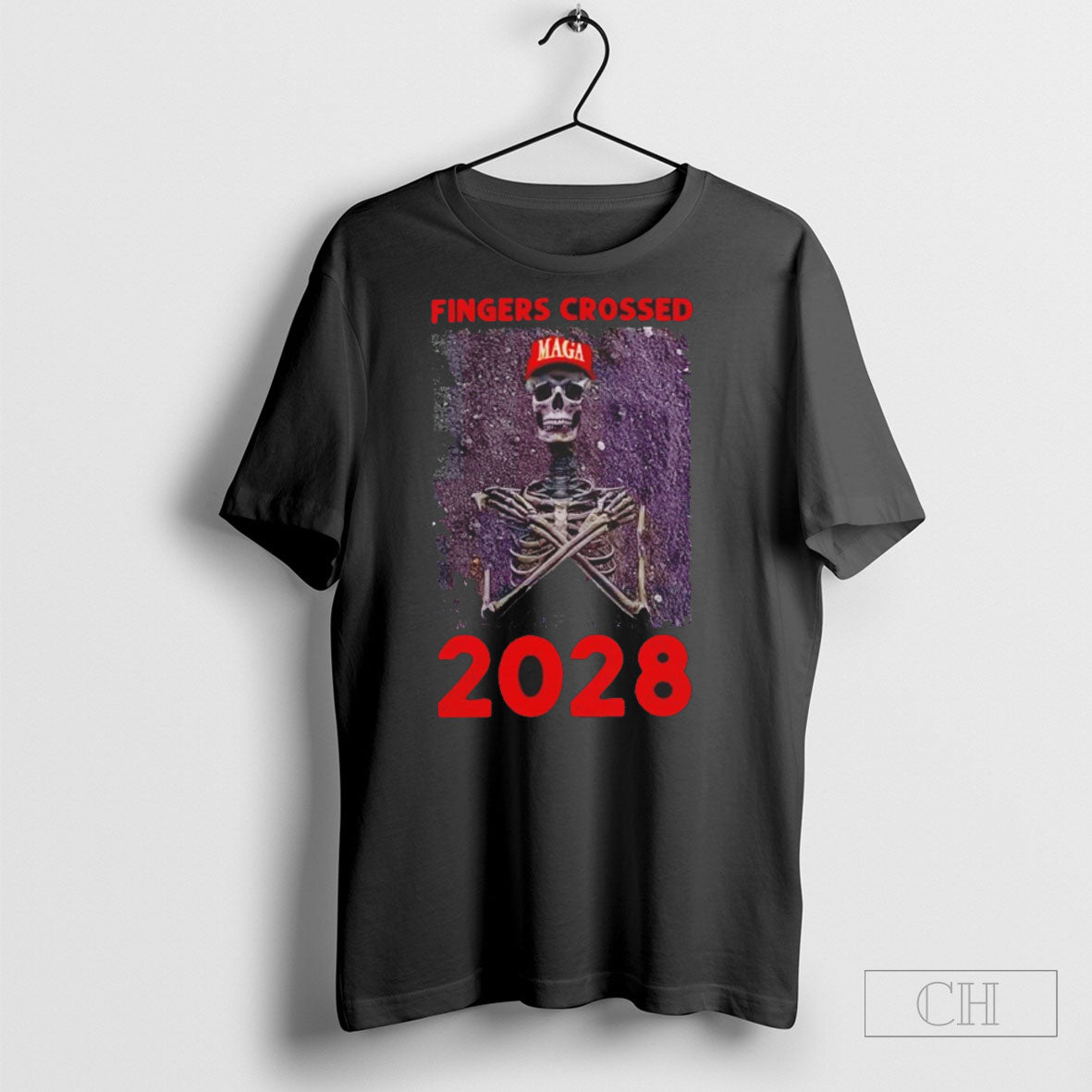 Skeleton Maga Fingers Crossed 2025 Shirt Tee