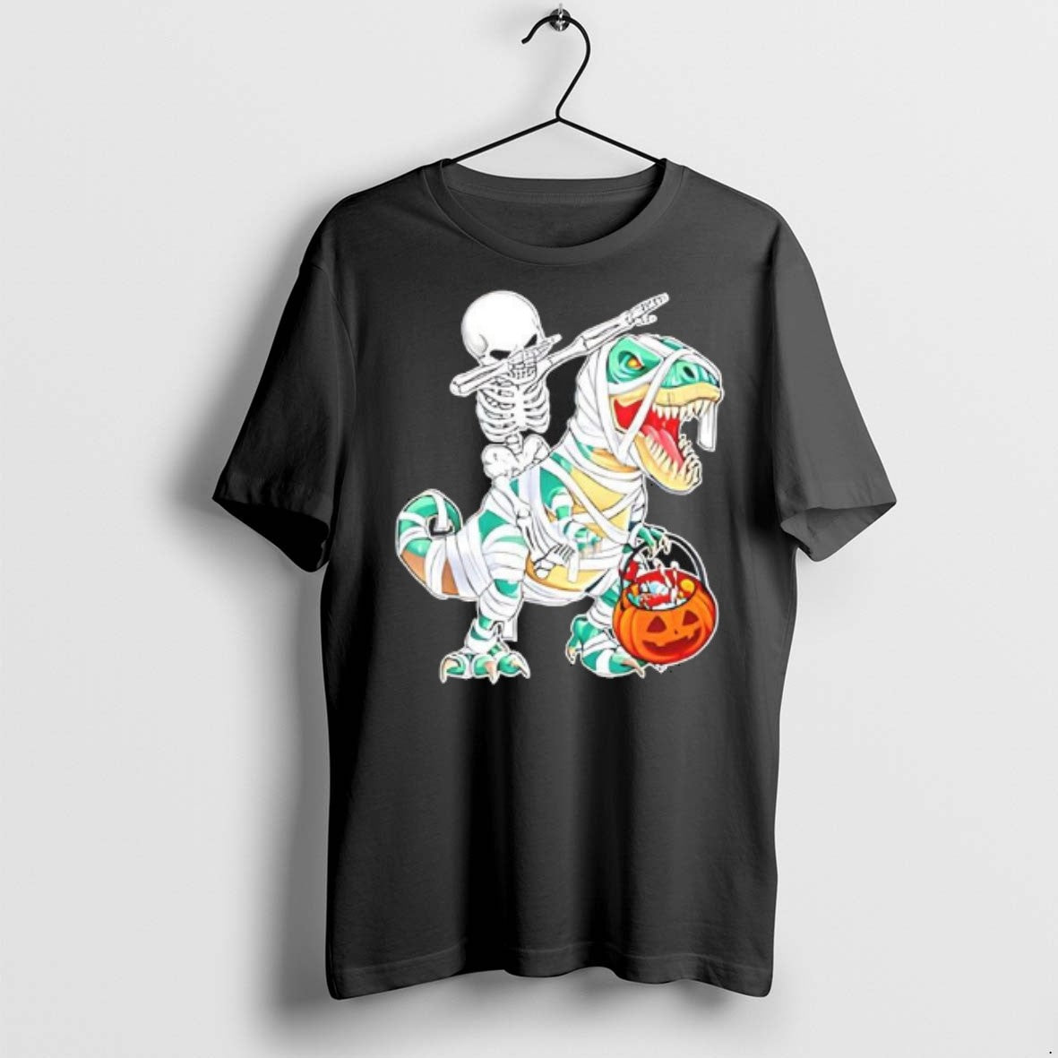 Skeleton Riding Dancing Dab Dinosaur Trex Halloween T Shirts