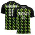 Custom Black White-Neon Green Zigzag Shape Sublimation Soccer Uniform Jersey
