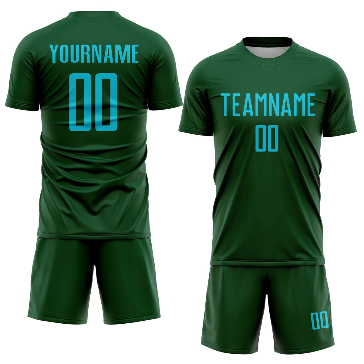 Custom Green Lakes Blue Sublimation Soccer Uniform Jersey