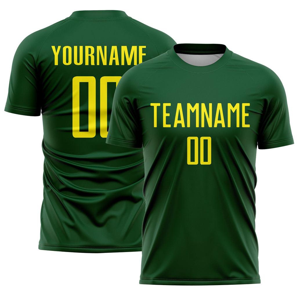 Custom Green Light Yellow Sublimation Soccer Uniform Jersey