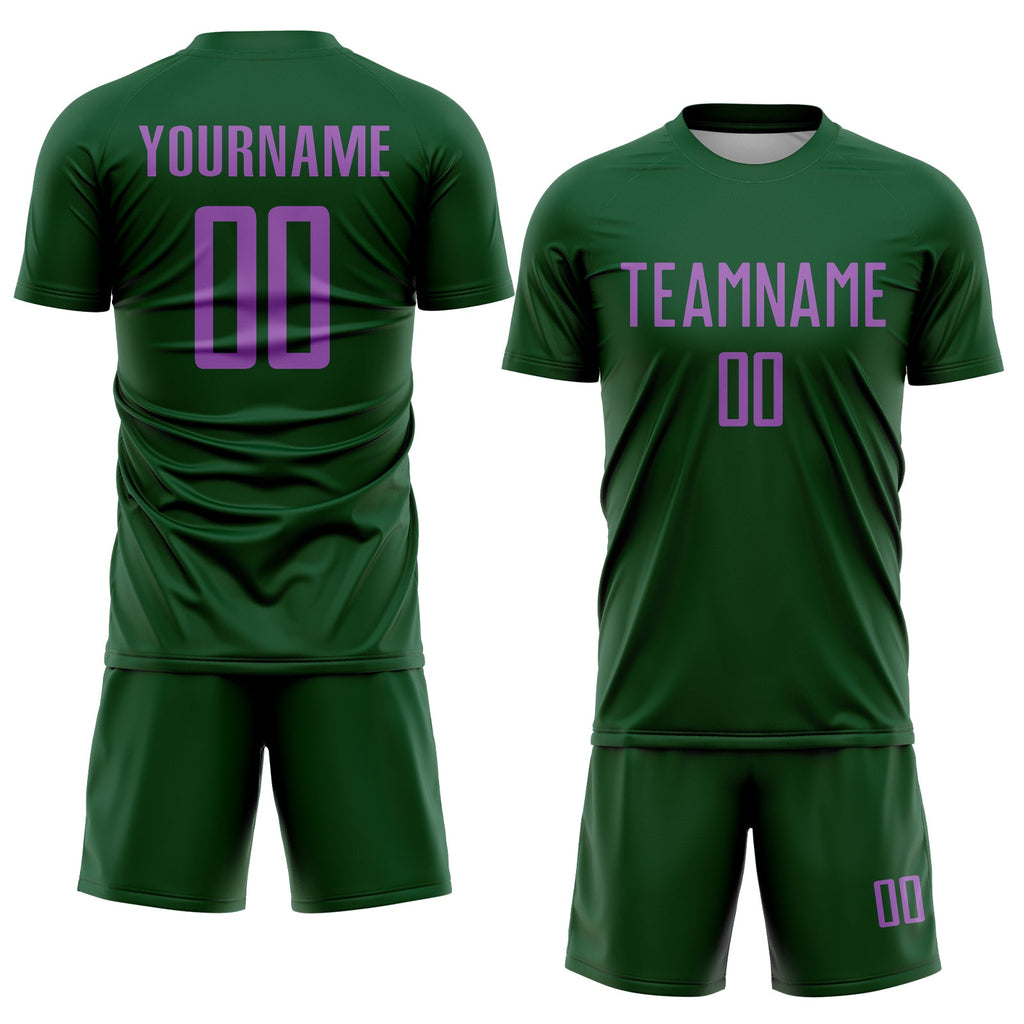 Custom Green Medium Purple Sublimation Soccer Uniform Jersey