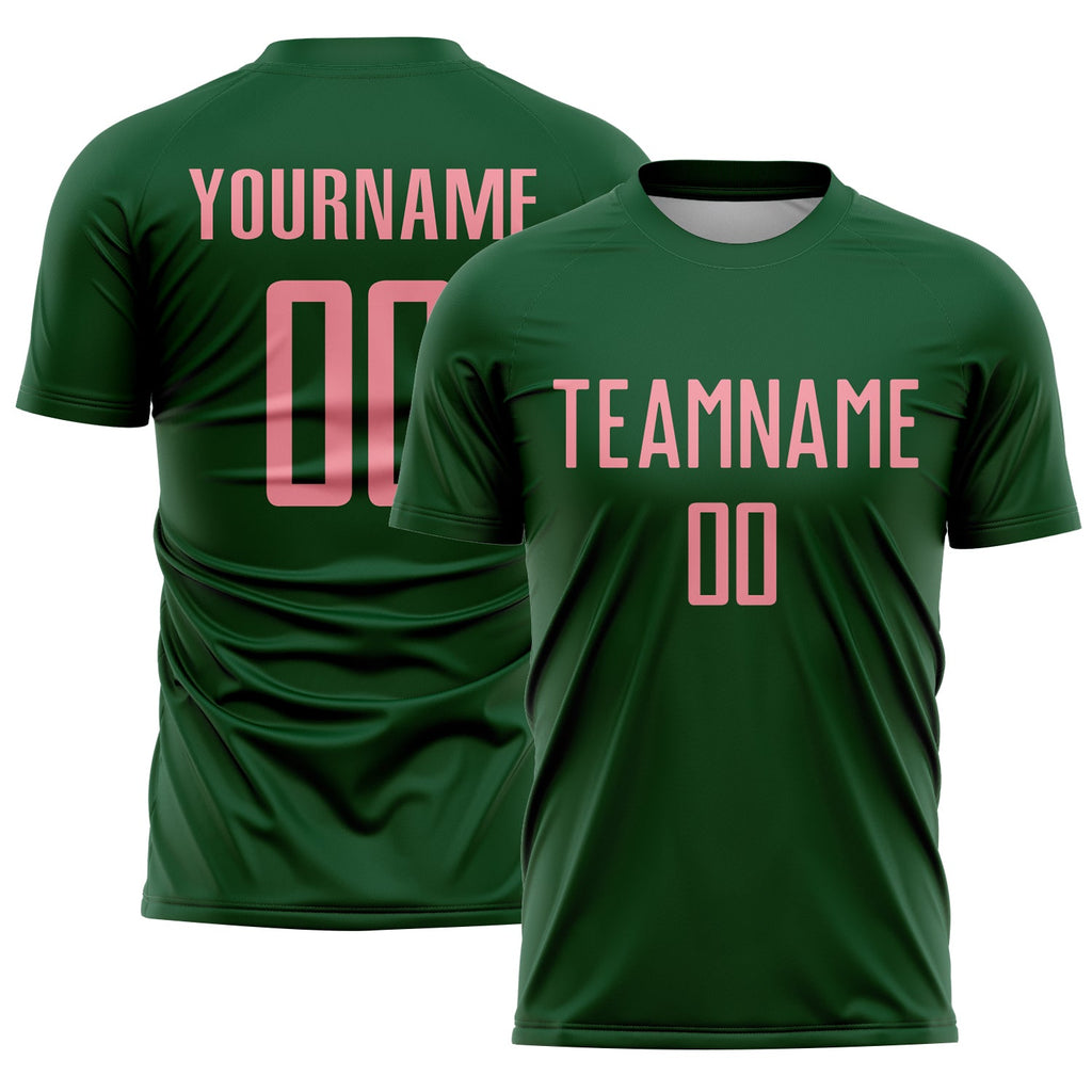 Custom Green Medium Pink Sublimation Soccer Uniform Jersey