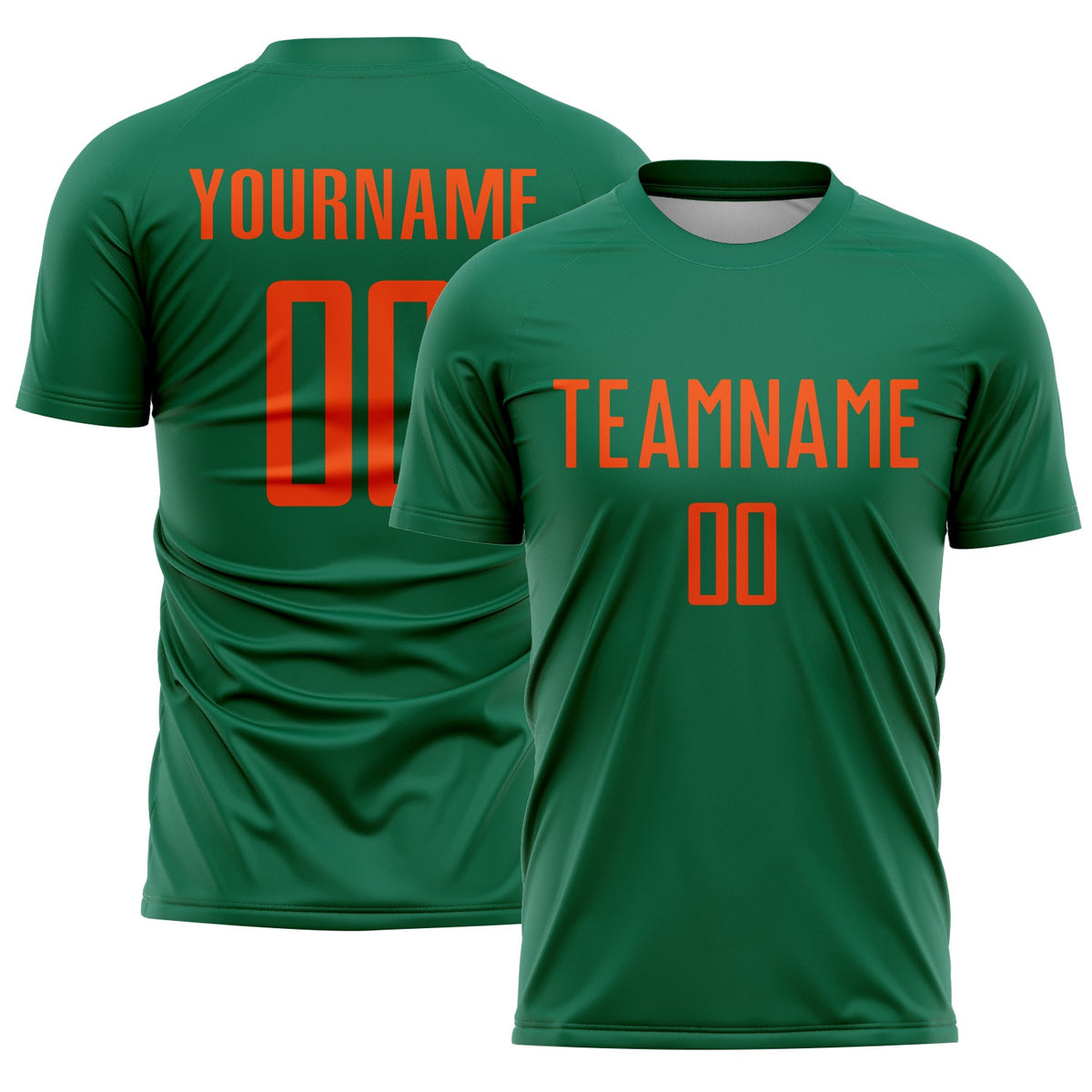 Custom Kelly Green Orange Sublimation Soccer Uniform Jersey