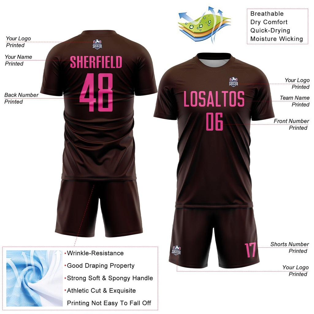 Custom Brown Pink Sublimation Soccer Uniform Jersey