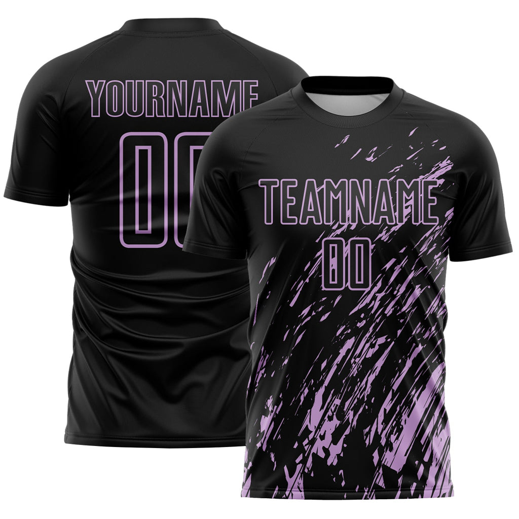 Custom Black Light Purple Splash Sublimation Soccer Uniform Jersey