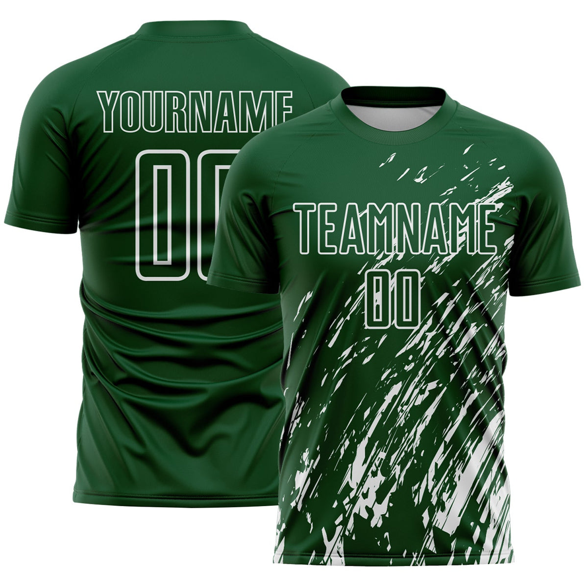 Custom Green White Splash Sublimation Soccer Uniform Jersey
