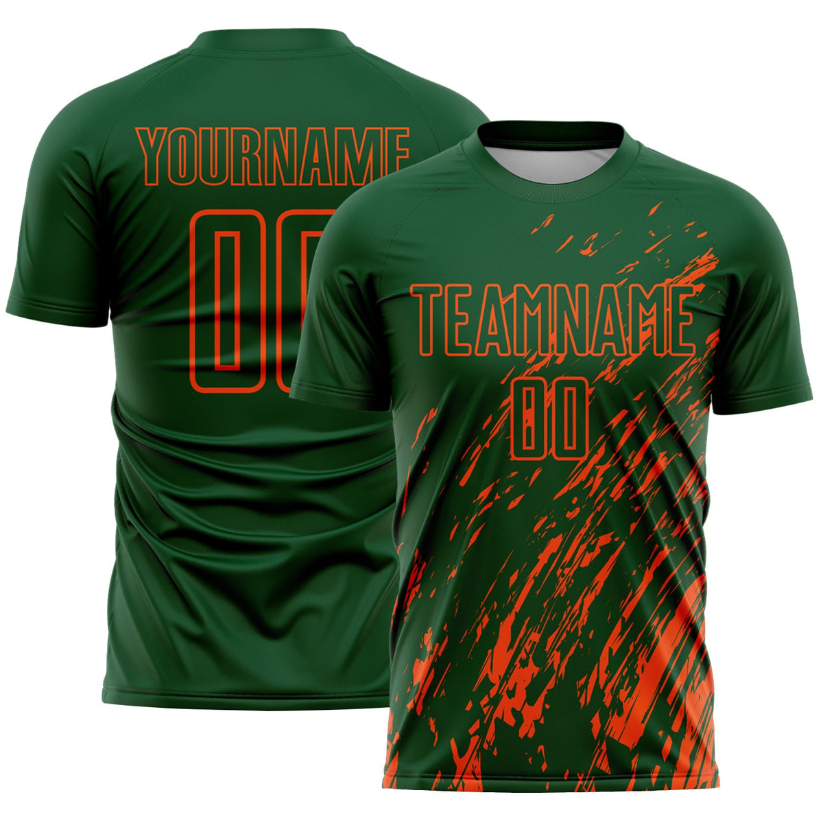 Custom Green Orange Splash Sublimation Soccer Uniform Jersey
