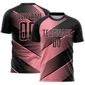 Custom Black Medium Pink Line Sublimation Soccer Uniform Jersey