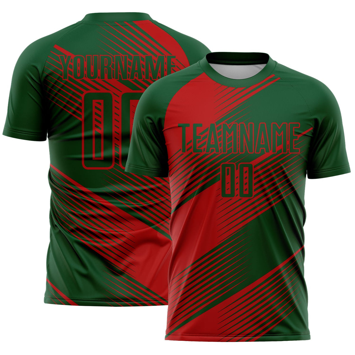 Custom Green Red Line Sublimation Soccer Uniform Jersey