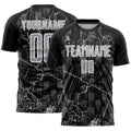 Custom Black Gray-White Lightning Sublimation Soccer Uniform Jersey