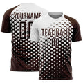 Custom Brown White Modern Polka Dot Sublimation Soccer Uniform Jersey