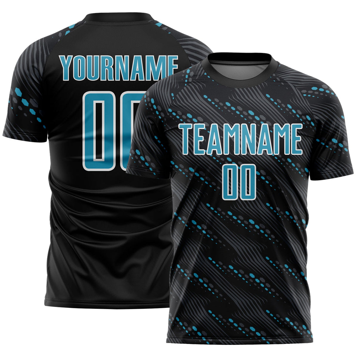 Custom Black Panther Blue-White Slant Lines Sports Sublimation Soccer Uniform Jersey
