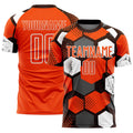 Custom Brown Orange-White Geometric Shape Sublimation Soccer Uniform Jersey