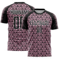 Custom Black Light Pink-White Geometric Arrow Sublimation Soccer Uniform Jersey