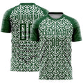 Custom Green White Geometric Arrow Sublimation Soccer Uniform Jersey