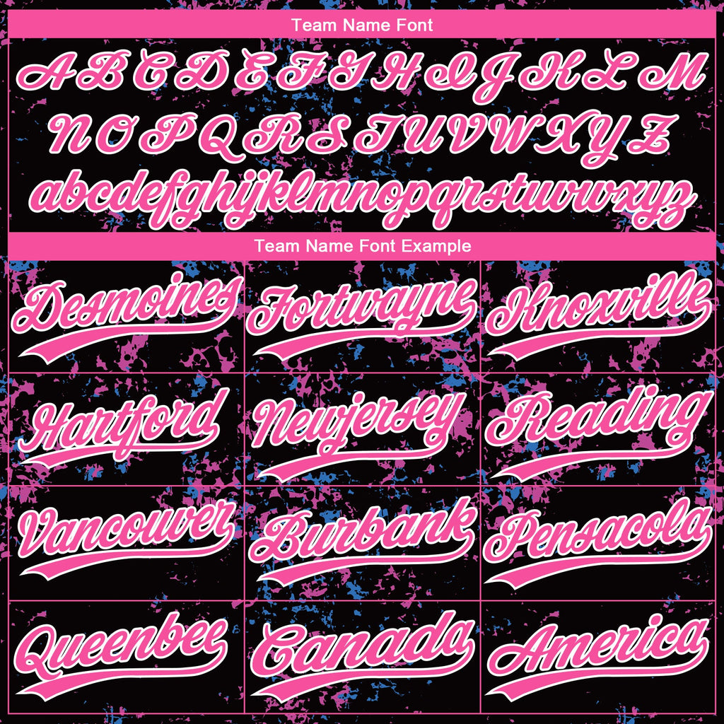 Custom Black Pink-White 3D Pattern Two-Button Unisex Softball Jersey