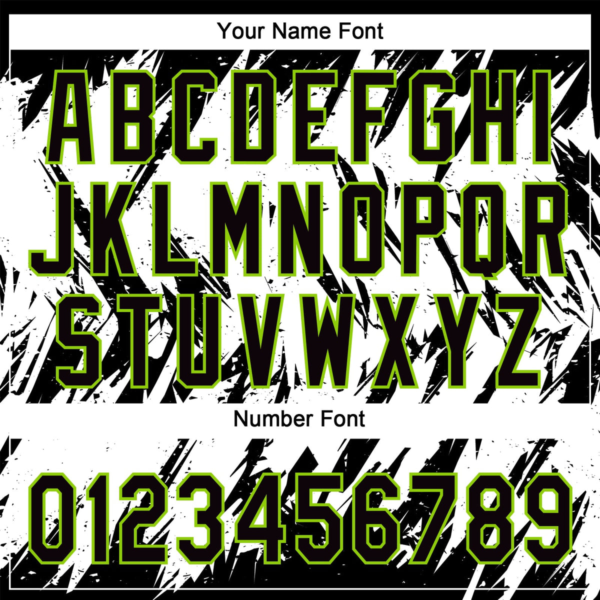 Custom Black Neon Green-White 3D Pattern Abstract Sharp Shape Two-Button Unisex Softball Jersey