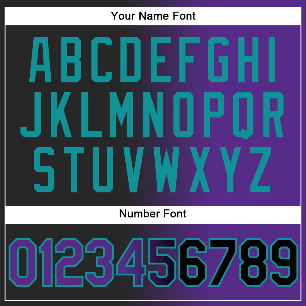 Custom Black Purple-Teal Gradient Fashion Two-Button Unisex Softball Jersey