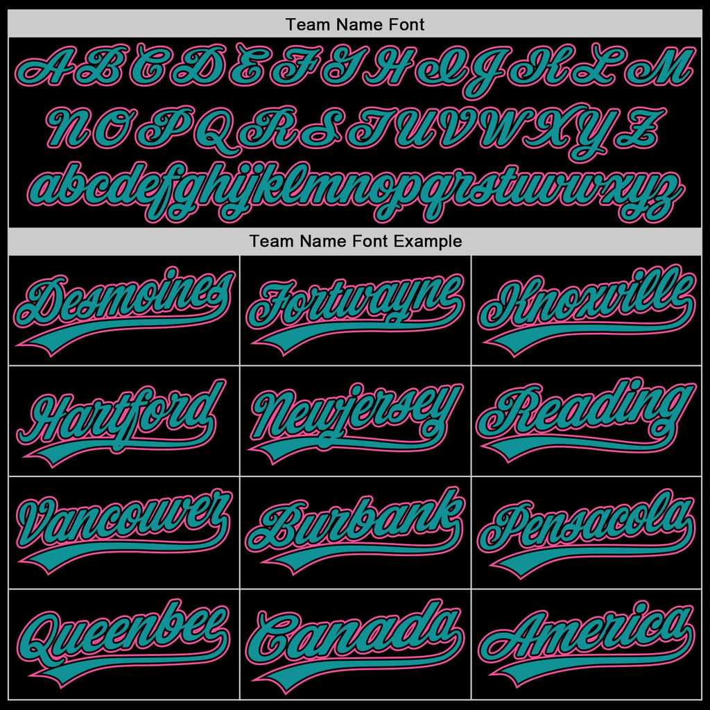 Custom Black Pink-Teal Two-Button Unisex Softball Jersey